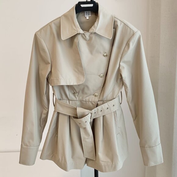 Helsa Oversized Women's Twill Cropped Trench Coat - Picture 5 of 12